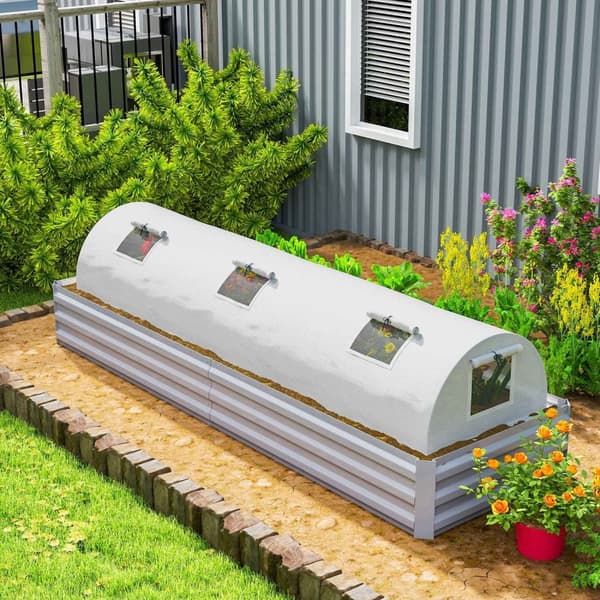 Rootz Folie Greenhouse - Mini Tunnel Greenhouse - UV -resistent plantehelm - Hvid plastfilm - 300 x 80 x 45 cm