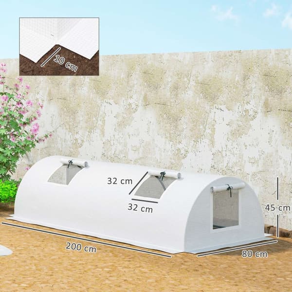 Rootz Folie Greenhouse - Mini Tunnel Greenhouse - UV -resistent plantehylling - Beskytter planter - 200 cm x 80 cm x 45 cm