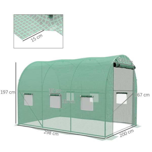 Rootz Garden Greenhouse Tunnel - Plant Nursery - Polyethylene Shelter - Integreret kunstvanding - 298 cm x 200 cm x 197 cm