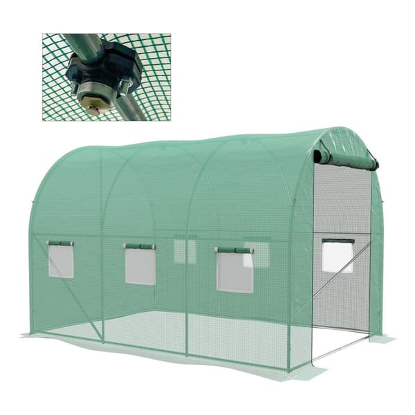 Rootz Garden Greenhouse Tunnel - Plant Nursery - Polyethylene Shelter - Integreret kunstvanding - 298 cm x 200 cm x 197 cm
