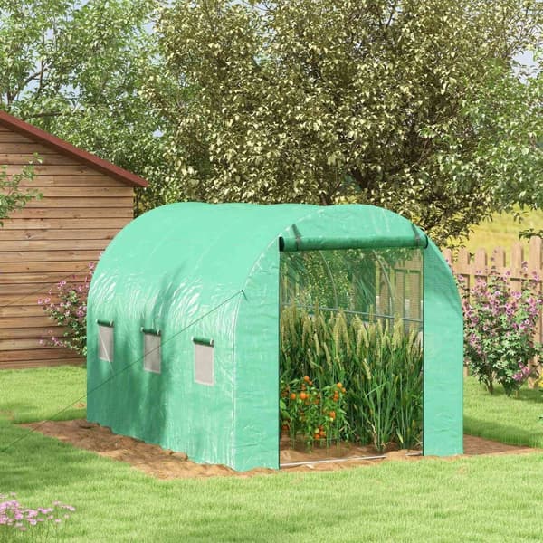 Rootz Garden Greenhouse Tunnel - Plant Nursery - Polyethylene Shelter - Integreret kunstvanding - 298 cm x 200 cm x 197 cm