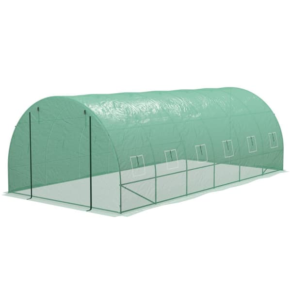 Rootz Garden Film Tunnel Greenhouse - Outdoor Greenhouse - Odlingsskydd - 18M² & Irrigation System - 600 cm x 300 cm x 195 cm