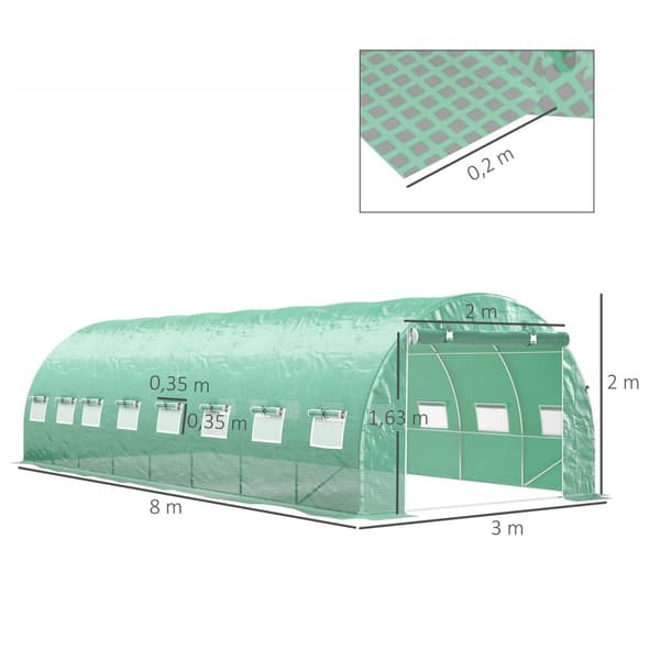 Rootz Garden Tunnel Greenhouse - Plant House - Gardening Shelter - Beskytter planter - 800 cm x 300 cm x 200 cm