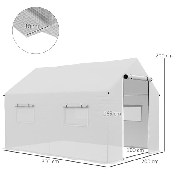 Rootz Garden Tunnel Greenhouse - Plant Shelter - PE Outdoor Cover - UV Protection - 200x300x200cm
