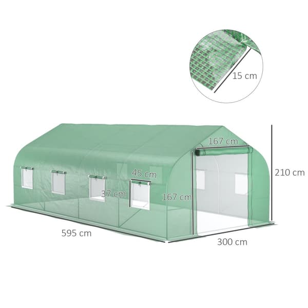 Rootz Garden Tunnel Greenhouse - Plant Shelter - Plant Protector - UV Protection - 595 cm x 300 cm x 210 cm