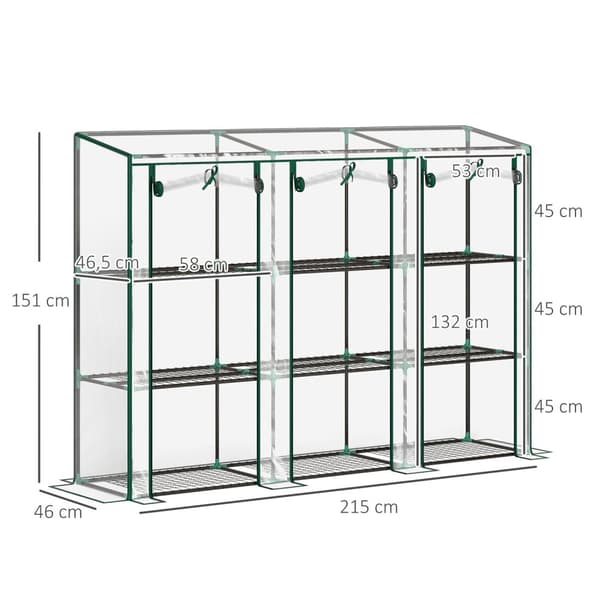 Rootz drivhus - balkon drivhus - mini drivhus - Forbedret plantevækst - 215 x 46 x 151 cm