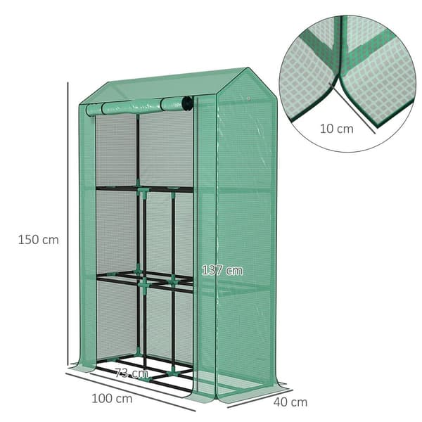 Rootz växthus med 3 -stegshylla - UV -resistent trädgårdshus - Portable Plant Shelter - Protection & Ventilation - 100x40x150 cm