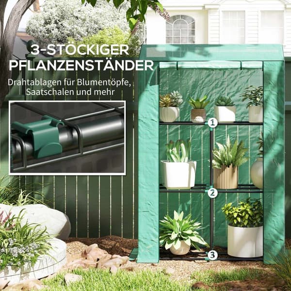 Rootz växthus med 3 -stegshylla - UV -resistent trädgårdshus - Portable Plant Shelter - Protection & Ventilation - 100x40x150 cm