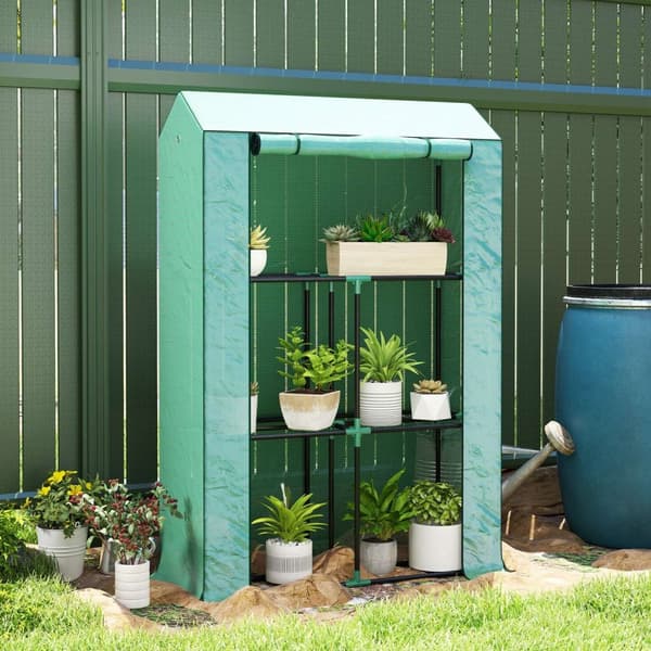 Rootz växthus med 3 -stegshylla - UV -resistent trädgårdshus - Portable Plant Shelter - Protection & Ventilation - 100x40x150 cm