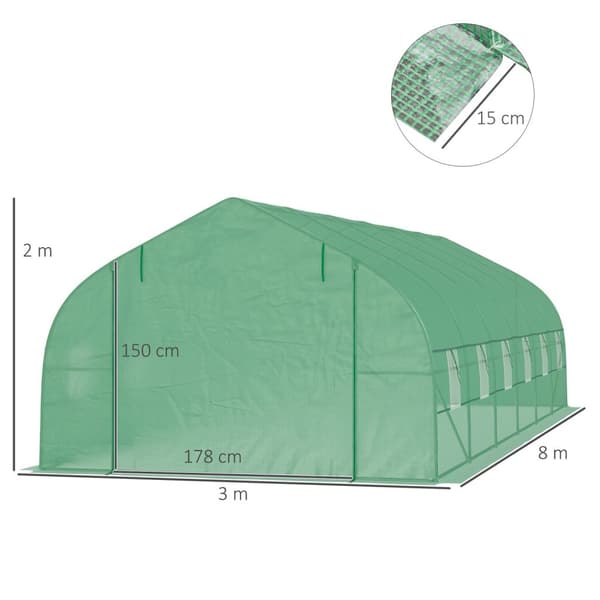 Rootz Large Garden Greenhouse Tunnel - Plant Shelter - Vejrbestandigt voksende telte - året rundt brug - 800 cm x 300 cm x 200 cm
