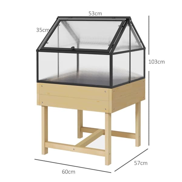 Rootz Mini Greenhouse på benene - Forhøjet planter - Haveseng - Polycarbonatbeskyttelse - 60L x 57b x 103H cm