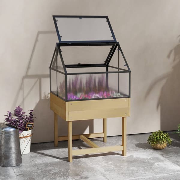 Rootz Mini Greenhouse på benene - Forhøjet planter - Haveseng - Polycarbonatbeskyttelse - 60L x 57b x 103H cm