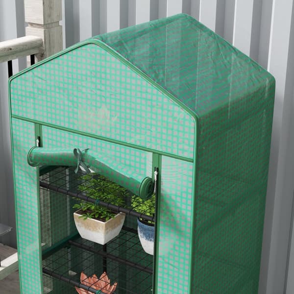 Rootz Mini Greenhouse for Flowers - Vegetable House - Plant Shelter - Compact Design - Steel & Plastic - 69L X 49B X 193H CM
