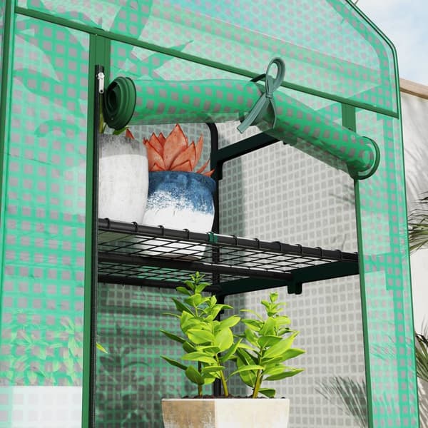 Rootz Mini Greenhouse for Flowers - Vegetable House - Plant Shelter - Compact Design - Steel & Plastic - 69L X 49B X 193H CM