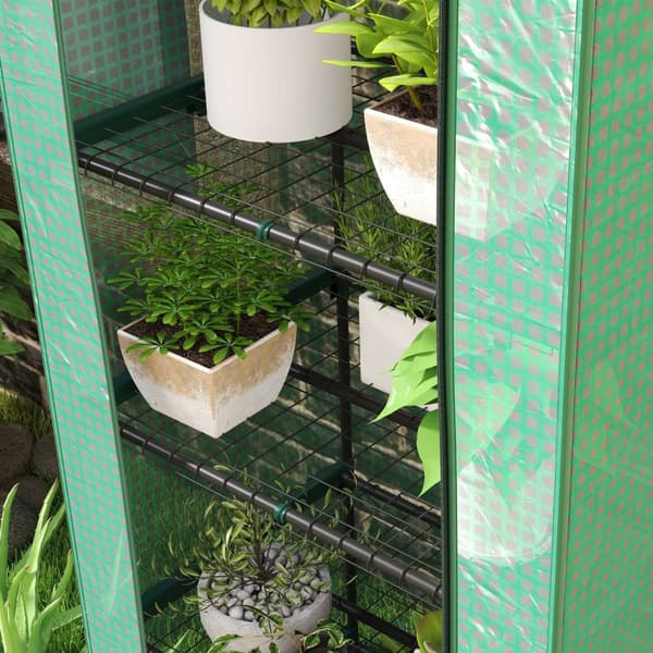Rootz Mini Greenhouse for Flowers - Vegetable House - Plant Shelter - Compact Design - Steel & Plastic - 69L X 49B X 193H CM