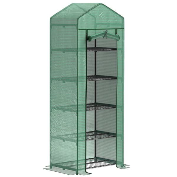 Rootz Mini Greenhouse for Flowers - Vegetable House - Plant Shelter - Compact Design - Steel & Plastic - 69L X 49B X 193H CM