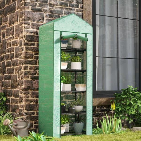 Rootz Mini Greenhouse for Flowers - Vegetable House - Plant Shelter - Compact Design - Steel & Plastic - 69L X 49B X 193H CM