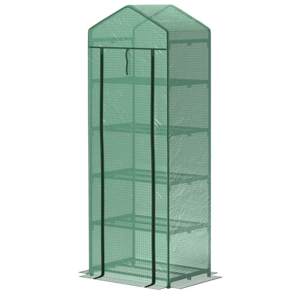Rootz Mini Greenhouse for Flowers - Vegetable House - Plant Shelter - Compact Design - Steel & Plastic - 69L X 49B X 193H CM