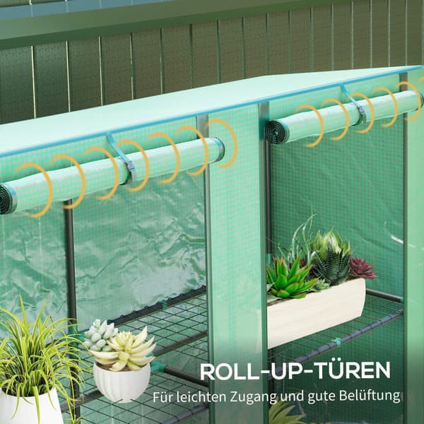 Rootz Mini -Greenhouse med hylde - bærbart plantehus - tomatly - UV -resistent dækning - 144 x 48 x 152 cm