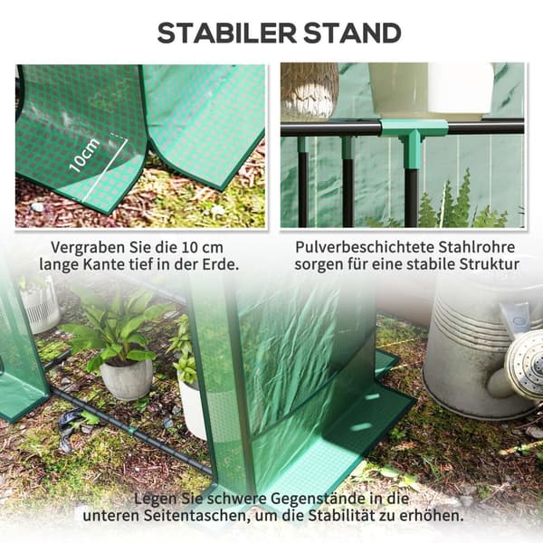 Rootz Mini -Greenhouse med hylde - bærbart plantehus - tomatly - UV -resistent dækning - 144 x 48 x 152 cm