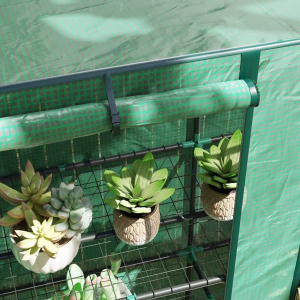 Rootz Mini -Greenhouse med hylde - bærbart plantehus - tomatly - UV -resistent dækning - 144 x 48 x 152 cm