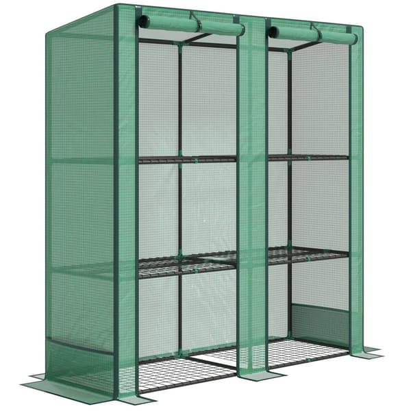 Rootz Mini -Greenhouse med hylde - bærbart plantehus - tomatly - UV -resistent dækning - 144 x 48 x 152 cm