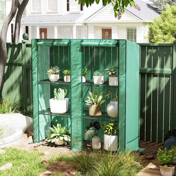 Rootz Mini -Greenhouse med hylde - bærbart plantehus - tomatly - UV -resistent dækning - 144 x 48 x 152 cm