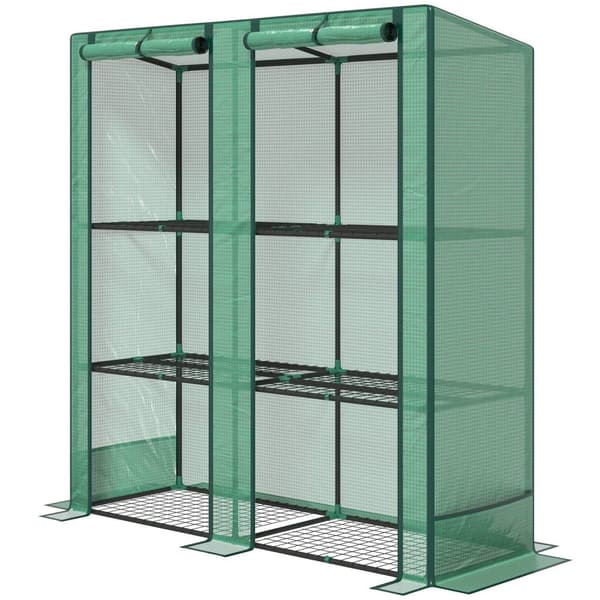 Rootz Mini -Greenhouse med hylde - bærbart plantehus - tomatly - UV -resistent dækning - 144 x 48 x 152 cm