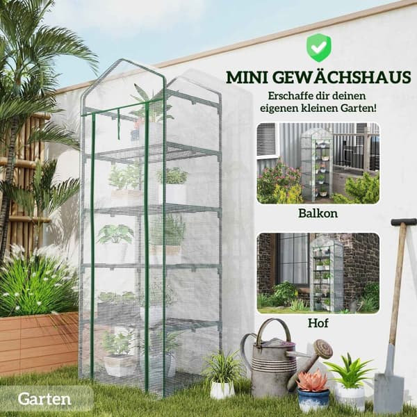Rootz Min -Greenhouse - Kasvien suoja - puutarhan kasvihuone - Paranna kasvua - 69x49x193cm - tukeva teräs ja muovi