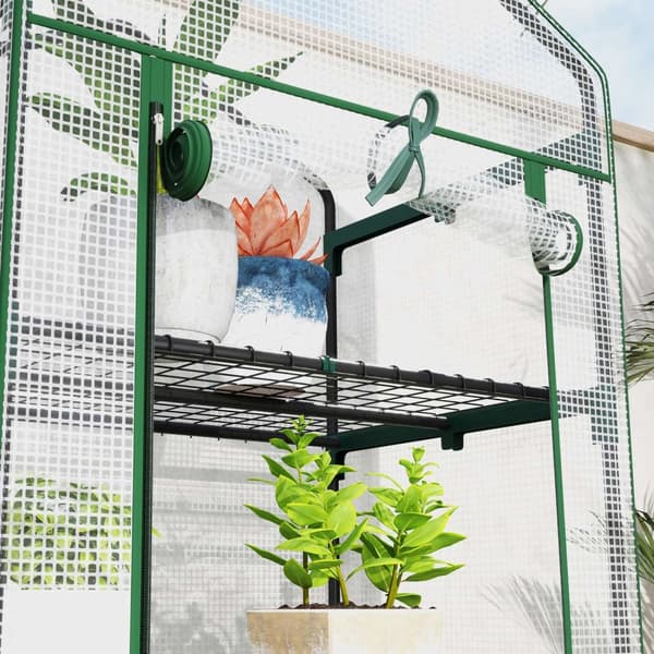 Rootz Min -Greenhouse - Kasvien suoja - puutarhan kasvihuone - Paranna kasvua - 69x49x193cm - tukeva teräs ja muovi