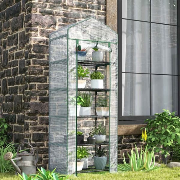 Rootz Min -Greenhouse - Kasvien suoja - puutarhan kasvihuone - Paranna kasvua - 69x49x193cm - tukeva teräs ja muovi