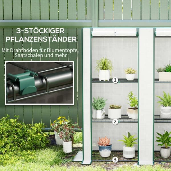 Rootz -mini -Greenhouse - Kasvien suoja - Kannettava kasvihuone - UV -kestävä - 144 x 48 x 152 cm - täydellinen pienille puutarhoille