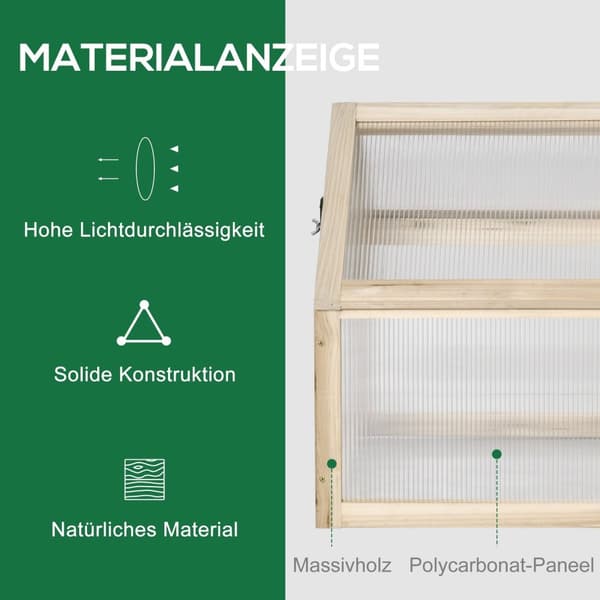 Rootz -mini -viherhuoneiden kasvitalo - kompakti puinen kasvihuone - polykarbonaattipaneelit - optimaalinen ilmanvaihto - 90L x 52b x 49,5h cm