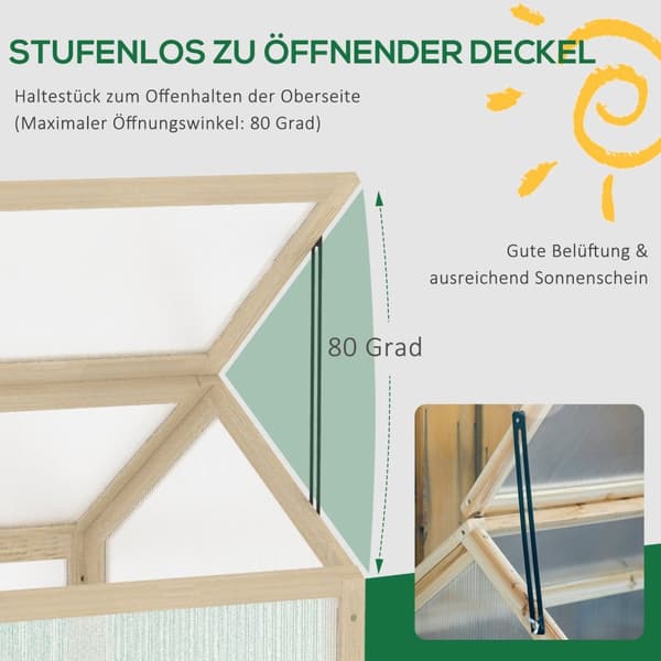 Rootz -mini -viherhuoneiden kasvitalo - kompakti puinen kasvihuone - polykarbonaattipaneelit - optimaalinen ilmanvaihto - 90L x 52b x 49,5h cm