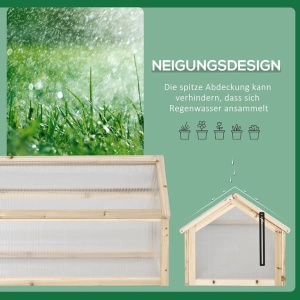 Rootz -mini -viherhuoneiden kasvitalo - kompakti puinen kasvihuone - polykarbonaattipaneelit - optimaalinen ilmanvaihto - 90L x 52b x 49,5h cm