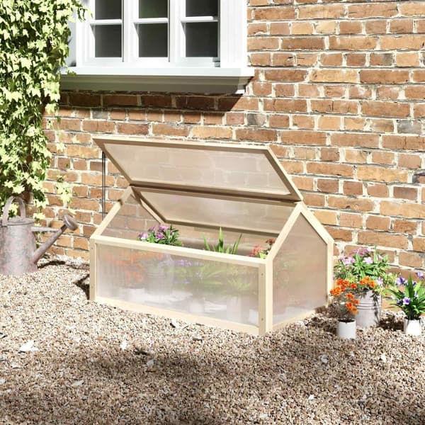Rootz -mini -viherhuoneiden kasvitalo - kompakti puinen kasvihuone - polykarbonaattipaneelit - optimaalinen ilmanvaihto - 90L x 52b x 49,5h cm