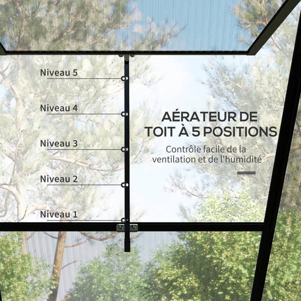 Rootz Polycarbonate Greenhouse - Gardening House - Plant Shelter - Beskytter mod UV & Cold - 127 x 253 x 240 cm