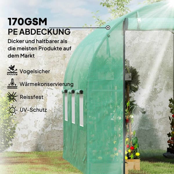 Rootz Poly Tunnel Greenhouse - Walk -In Tent - Plant Shelter - förlänger växtsäsongen - 300 cm x 200 cm x 197 cm