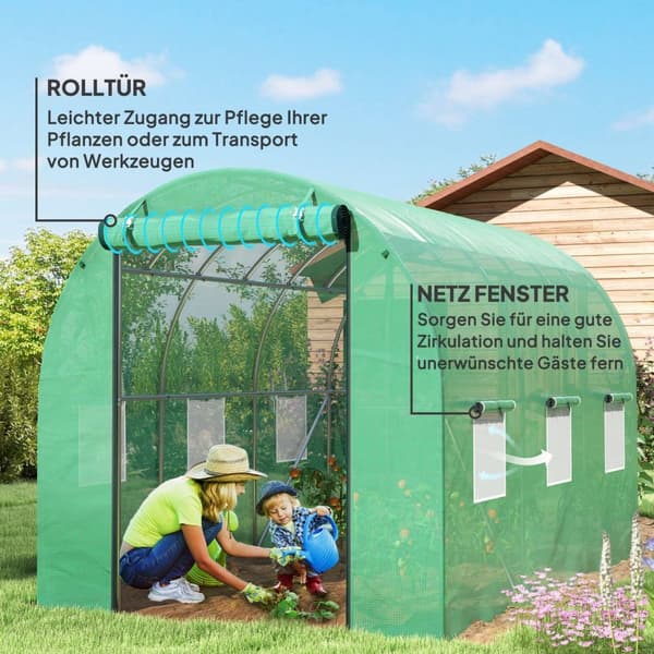 Rootz Poly Tunnel Greenhouse - Walk -In Tent - Plant Shelter - förlänger växtsäsongen - 300 cm x 200 cm x 197 cm