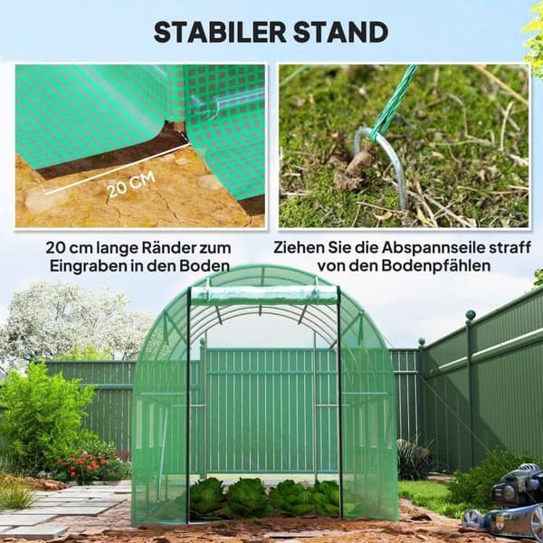 Rootz Poly Tunnel Greenhouse - Walk -In Tent - Plant Shelter - förlänger växtsäsongen - 300 cm x 200 cm x 197 cm