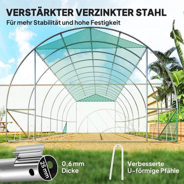Rootz Poly Tunnel Greenhouse - Walk -In Tent - Growing House - Expand Cultivation Season - 600cm x 300 cm x 197 cm