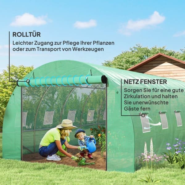 Rootz Poly Tunnel Greenhouse - Walk -In Tent - Growing House - Expand Cultivation Season - 600cm x 300 cm x 197 cm