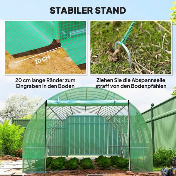 Rootz Poly Tunnel Greenhouse - Walk -In Tent - Growing House - Expand Cultivation Season - 600cm x 300 cm x 197 cm