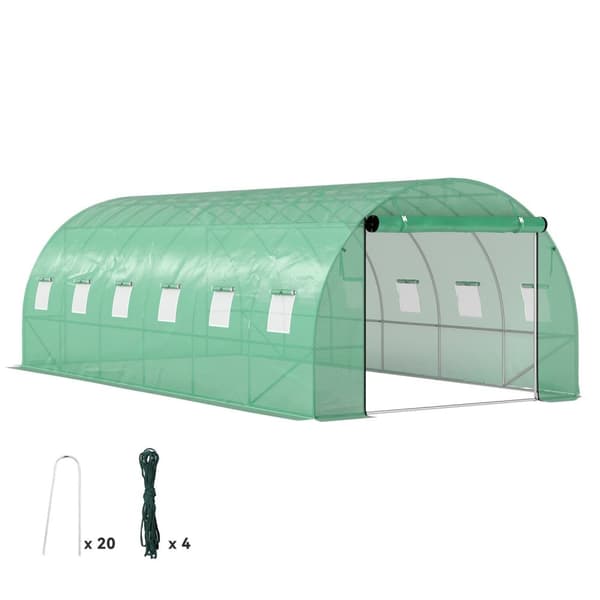 Rootz Poly Tunnel Greenhouse - Walk -In Tent - Growing House - Expand Cultivation Season - 600cm x 300 cm x 197 cm