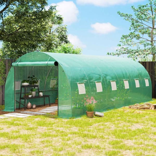 Rootz Poly Tunnel Greenhouse - Walk -In Tent - Growing House - Expand Cultivation Season - 600cm x 300 cm x 197 cm