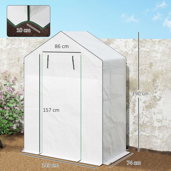 Rootz walk -in växthus med hyllor - Mini -Greenhouse - UV -resistent - Optimal ventilation - 143L x 74B x 190H cm