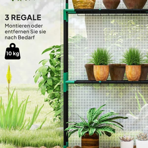Rootz walk -in växthus med hyllor - Mini -Greenhouse - UV -resistent - Optimal ventilation - 143L x 74B x 190H cm