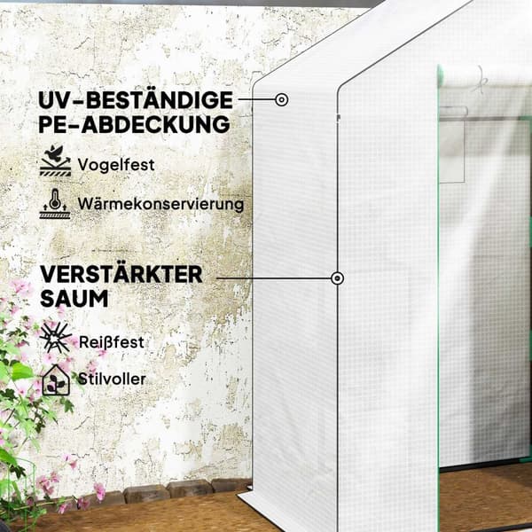 Rootz walk -in växthus med hyllor - Mini -Greenhouse - UV -resistent - Optimal ventilation - 143L x 74B x 190H cm