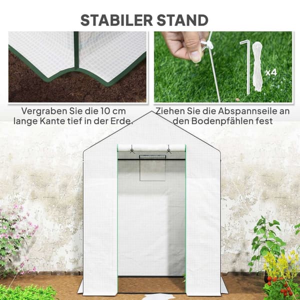 Rootz walk -in växthus med hyllor - Mini -Greenhouse - UV -resistent - Optimal ventilation - 143L x 74B x 190H cm