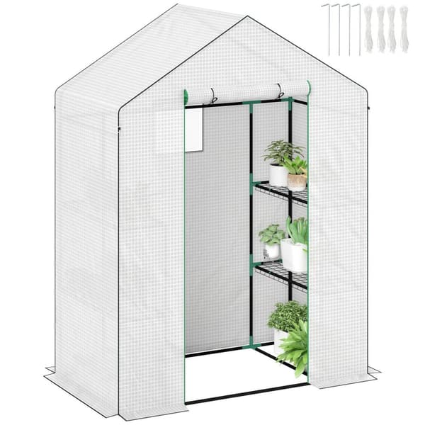 Rootz walk -in växthus med hyllor - Mini -Greenhouse - UV -resistent - Optimal ventilation - 143L x 74B x 190H cm
